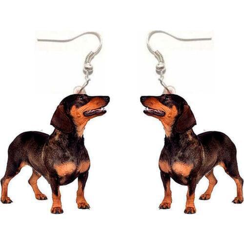 Dachshund dog earrings Acrylic pet animal kolczyki cute jewelry studs steel 1pair/lot xmas gift for womens girls серьги женские