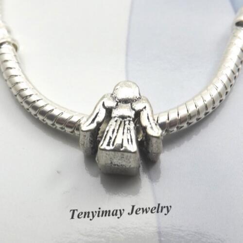 Cute Girl Shape Antique Alloy Beads European Charm Beads For Snake Chain Bracelet LB827