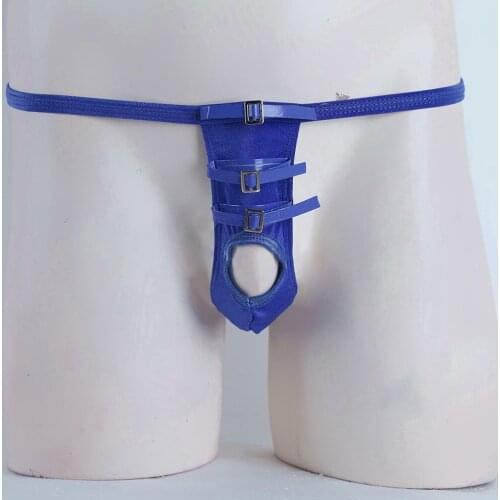 Penis Hole Thong Mans Sexy Hollow Thin String Underwear Gay Men Erotic Lingerie Male Penis Pouch Brief Panties Bikini Underpant