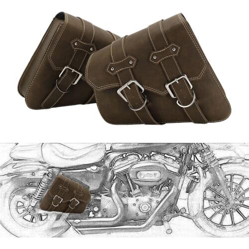 DERI 2pcs New Motorcycle SaddleBags Vintage Retro PU Leather Side Left+Right Side Saddle Bags Luggage Bag alforjas para moto