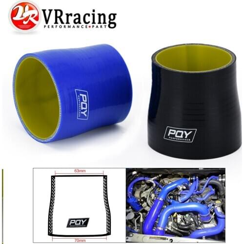 VR -BLUE & Yellow 2.48"-2.75" 63mm-70mm SILICONE HOSE STRAIGHT REDUCER JOINER COUPLING With PQY Logo VR-SH250275-QY