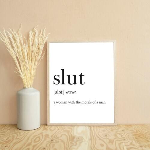 Slut Funny Definition Art Prints Minimalist Poster Dictionary Typography Canvas Painting Wedding Gift Office Wall Art Decoration