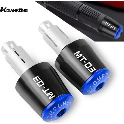 With MT-03 LOGO Motorcycle CNC Bar Ends Hand Grip Handlebar End Caps Cover For Yamaha MT-03 MT03 2003 2004 2005 2006 2007 2008