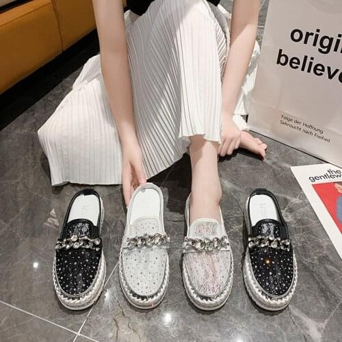 Women Flat Loafers Woman Rhinestone Shoes Female Autumn Casual Platform Glitter Design Slip Shoes Mujer Shoes Ladies 2021