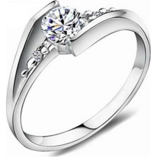 2021 Luxury Simple White Zircon Crystal Golden Silver Color Ring for Women Party Wedding Engagement Jewelry Female Accessories