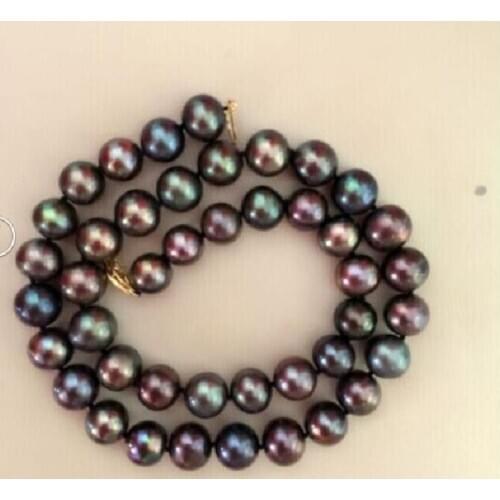 STUNNING9-10mm multicolor black red green necklace 18inch