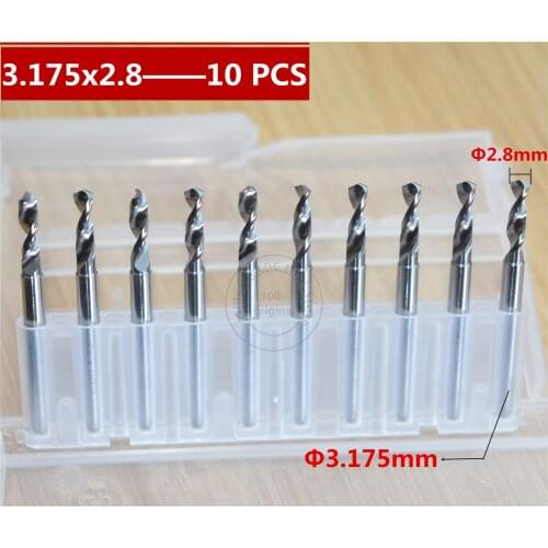 10PCS-3.175mm*2.8mm,CNC Computer machine tool,Print Circuit Board drill,woodworking router bit, Carbide Micro Drilling Bits