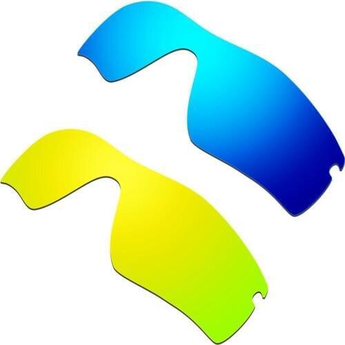 2 Pairs HKUCO For Radar Path Sunglasses Polarized Replacement Lenses-Blue & Gold