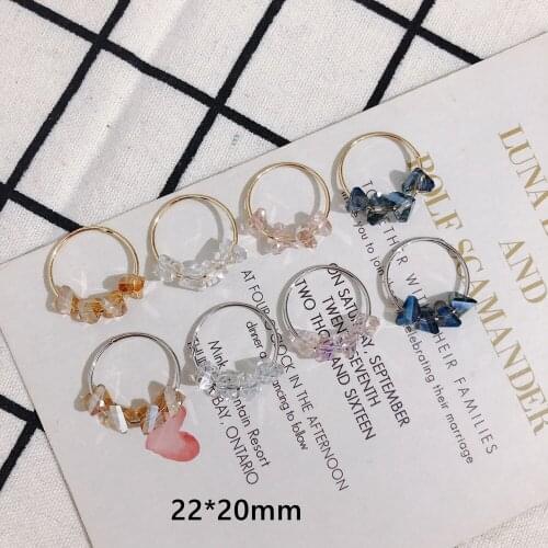 Spring and summer copper plated round triangle crystal pendant diy earrings earrings ear clips material accessories 4pcs