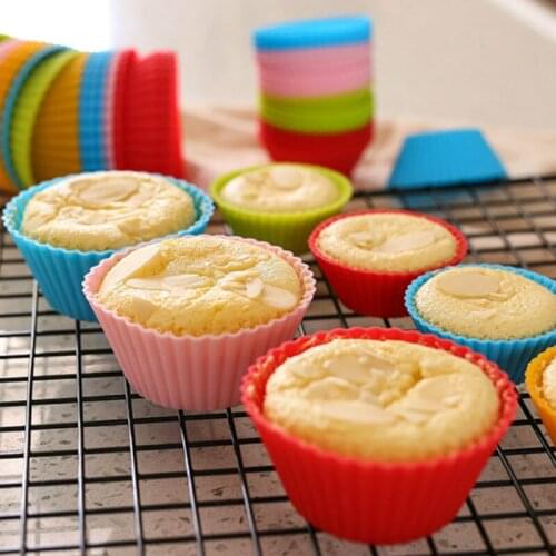 6/12pcs Silicone Cake Cup Round Shaped Muffin Cupcake Baking Molds Home Kitchen Cooking Supplies Cake Decorating Tools