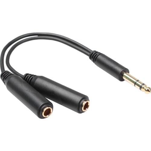 6.35 mm Male to 2 6.35 mm Female Adapter Cable 1/4 6.35mm Plug to Dual 6.35mm Jack Y Splitter Stereo Audio Cord Accessories
