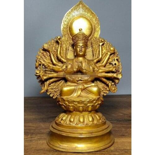 9'' bronze copper gild tibetan buddhism Thousand-Hand Guanyin Bodhisattva statue