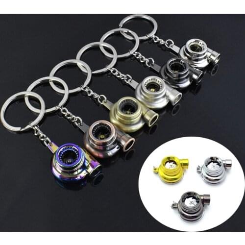 10types Mini Turbo Turbocharger Keychain Spinning Turbine Key Chain Ring Keyring Keyfob Car Keyring Car Interior Accessories