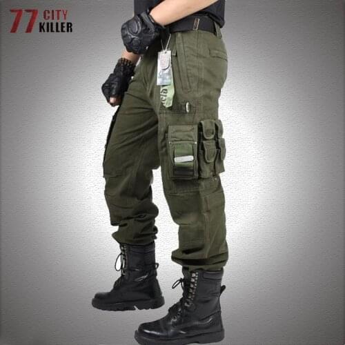Outdoor Cargo Pants Men Cotton Military Multi-pocket Army Trousers Male Casual Wearable Straight Tactical Pants Hiking Joggers