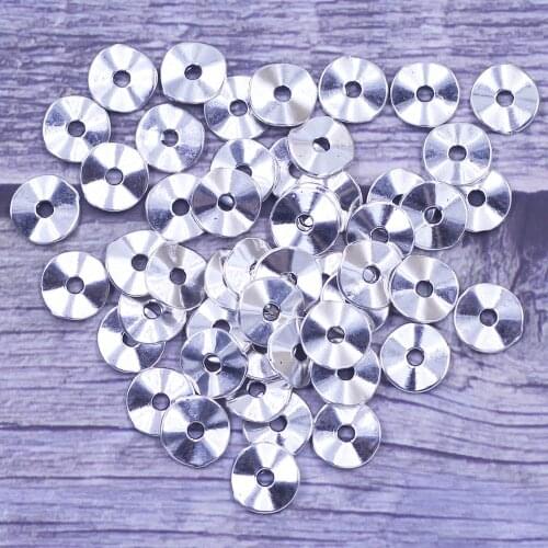 50Pcs Antique Silver Tone Spacer Beads Wave Tortuose Ring Earrings Round Metal Charms Jewelry DIY Findings 9mm Dia