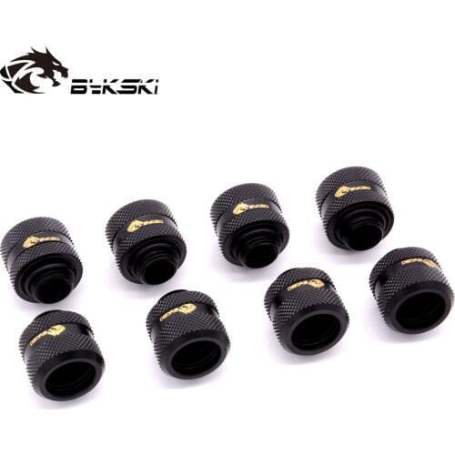 BYKSKI 8pcs/lot Hard Tube Fitting OD12mm/OD14mm/OD16mm Hand Compression Copper Fitting G1/4' use for PMMA/PETG Rigidity Tube
