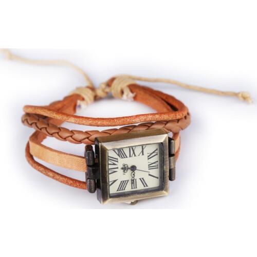 New Style Women Wristwatch Quartz Watch Hand Strap Cow Long Leather Vintage Female Roma Women Dress Watch Square Khaki Gifts