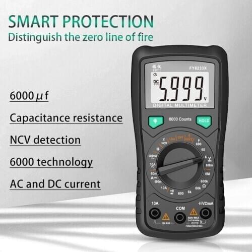 Digital Multimeter 6000 Counts Auto Ranging AC/DC Voltage Meter Flash Back Light Large Screen