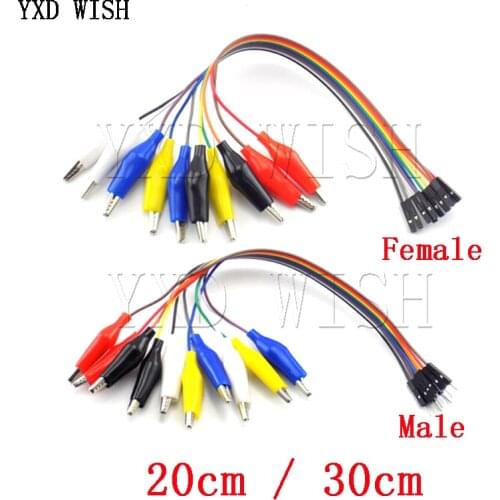 20cm 30cm 10pin Double-end Alligator Clips jump Wire Male Female Crocodile Clip Test Lead Jumper Wire Line Cables DIY Connection