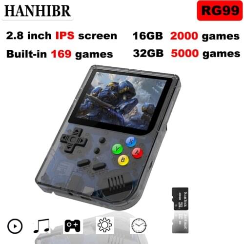HANHIBR RG99 simulator game console 2.8 inch IPS screen 2169 games with 16GTF card supporting multi-language music video play