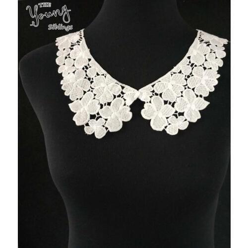 Exquisite white Flower Embroidered Lace Collar Neckline Applique Embroidery Sewing on Patches Sewing Fabric Accessories YL1105