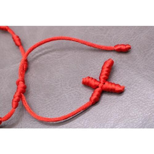 Catholic red braided cross resin beads beaded bracelet, braided rope red rosary bracelet jewelry popular bracelet