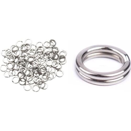200Pcs Durable Double Loop Hot Split Ring Fishing Tackle Stainless Steel Hook Connector 7mm & 9mm