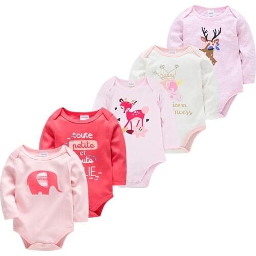 Kavkas Bodysuit For Newborns Summer Cotton Full Sleeve Baby Girl Clothes 5PCS/SET Overalls For Kids Cartoon Printing чарон бэйби