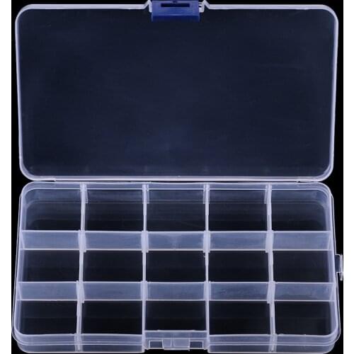 Fishing Tackle Box with 15 Compartments Fishing Box High Strength Transparent Visible Plastic Box