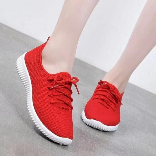 Womens Running Shoes 2020 New Sneakers Solid Black Red Shoes Gym Fitness Trainers Walking Sport Shoes Zapatos Mujer Size 36-41