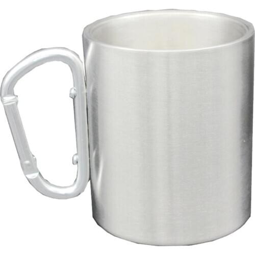 330ml Double Wall Stainless Steel Insulated Water Travel Cup Mug with Handle Double Wall Mug With Carabiner Hook Handle
