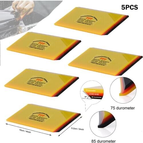 FOSHIO 5pcs Soft Rubber Squeegee Scraper Carbon Fiber Vinyl Film Car Wrap Installing Tool Window Tint Cleaning Tool Water Wiper