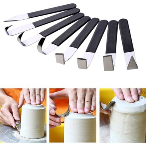 Pottery Repair Blank 8-piece Set of Various Cutter Head Clay Sculpture Tools Pottery Carving Modeling Portraying Tools
