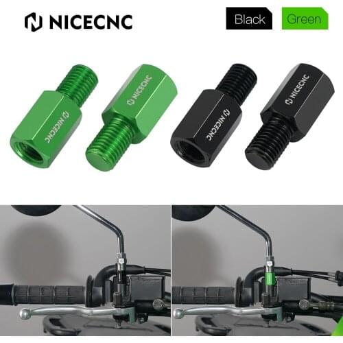 NiceCNC Mirror Extension Riser 20mm CNC Aluminum M10x1.25 Extender for Kawasaki KLR 650 08-22, Black/Green Mirror Extender Riser