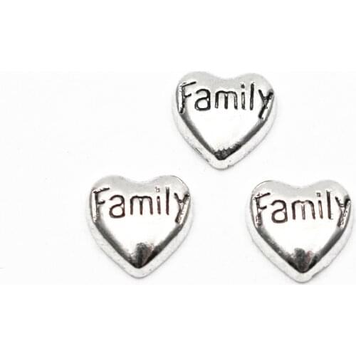 New Arrival 10pcs/lot family Heart Floating charms Alloy Charms Living glass Memory Lockets DIY Jewelry