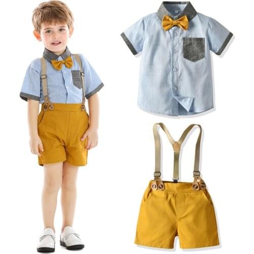 Newborn Boys Gentleman Clothes Outfit Suit Set Baby Tie Bow + Sailboat Printed Romper + Shorts Belt Infant kid Clothing