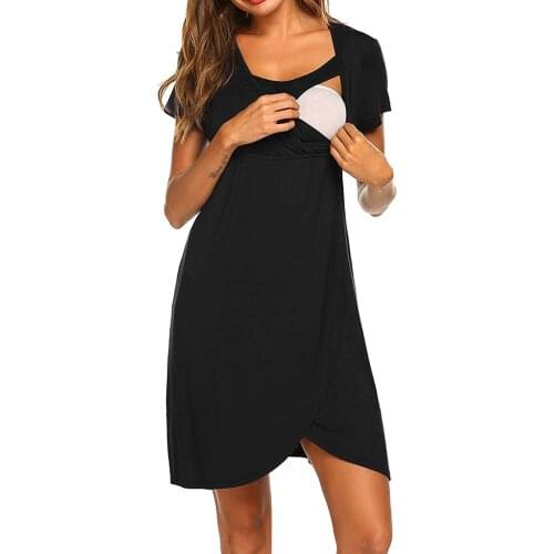 Maternity Pajama Nightgown V Neck Breastfeeding Dress Childbirth Nursing Nightdress Pregnant Women Nightwear Pregnancy Sleepwear