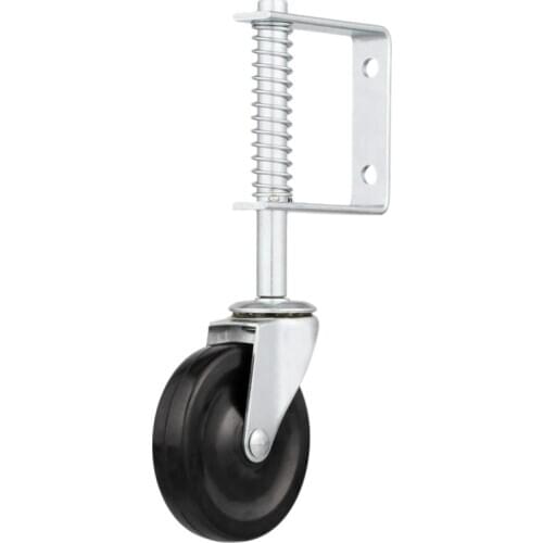 Spring Loaded Gate Caster, 4-Inch, Black