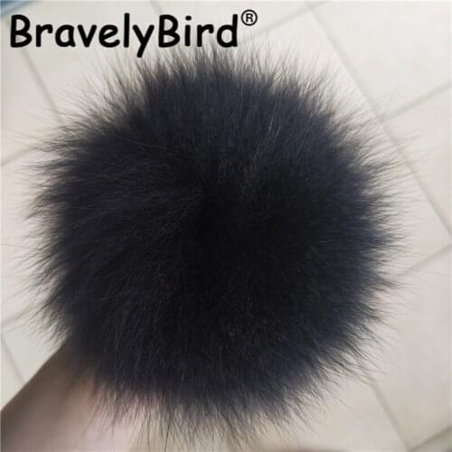 Black Fox Fur Pompoms 5pcs/lot Fluffy 14cm Natural Fur Pom Pom For Knitted Hat Cap Beanies Shoes Scarf Key Chain Real Fur Balls