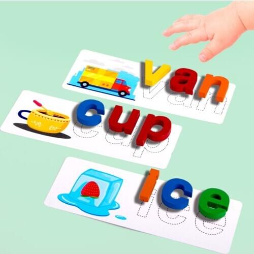 Recognition Interactive Puzzle Toy Kids Wooden Word Game Puzzle English Letter Educational Learning Study Toy Gifts