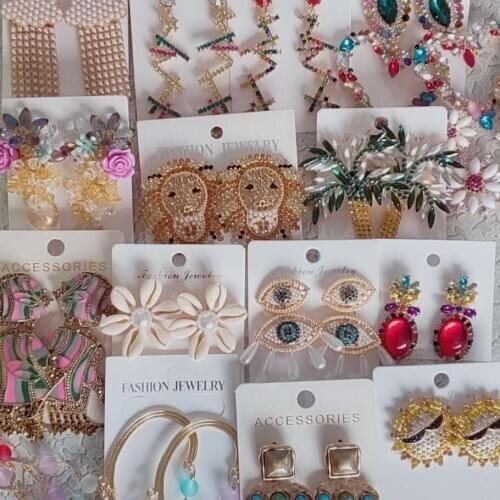 JURAN 44 Colors INS New Fashion Big Statement Earrings Flower Plant Drop Earrings Animal Rhinestone Wholesale Wedding Jewelry