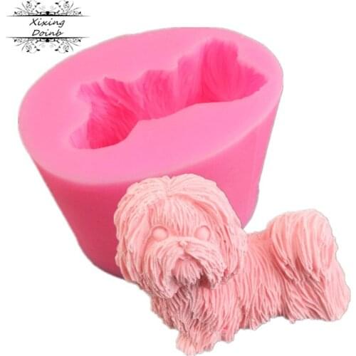 Xixing 3D dog shape silicone mold fudge cake decoration tool baby shower gift polymer clay Chocolate Mold