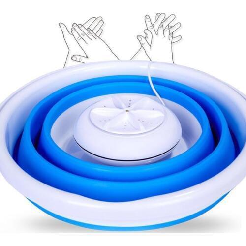 Foldable Mini Washing Machine Rotating Ultrasonic Turbines Washer USB Charging Laundry Clothes Cleaner for Home Travel