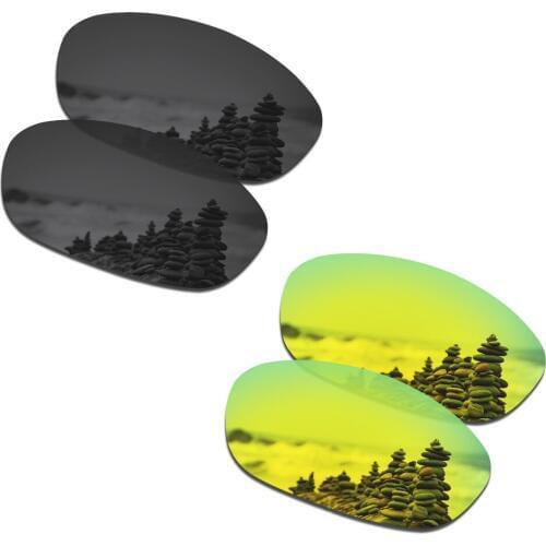SmartVLT 2 Pairs Polarized Sunglasses Replacement Lenses for Oakley XS Fives Stealth Black and 24K Gold