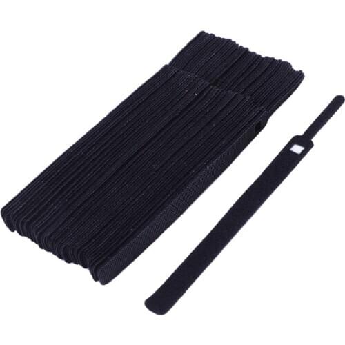 50Pcs 12X200Mm Nylon Reusable Cable Ties with Eyelet Holes Back To Back Cable Tie Nylon Hook Loop Fastener Management