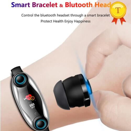 Newest Bluetooth Earphone 2 in 1 Smart Band BT 5.0 Men Women Smart wristwatch BT Call Fitness tracker Bracelet for Android IOS