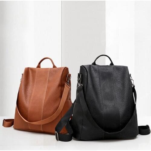Women Retro Leather Backpack College Preppy School Bag For Student Laptop Girls Ladies Daily Back Pack Shop Trip