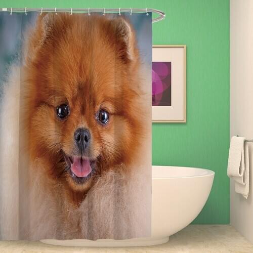 3D Digital Printing Dog Shower Curtains Bathroom Curtain Extra Long Waterproof Polyester Fabric for Art Bathtub Decor Hooks