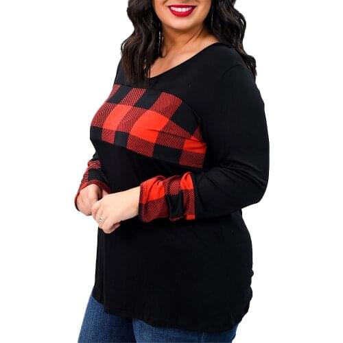Plus Size Sweatshirt Streetwear 2021 New Fashion 90s Long Sleeve Hoodies Plaid Crew neck clothes Oversize Lady Fashion Plaid Top