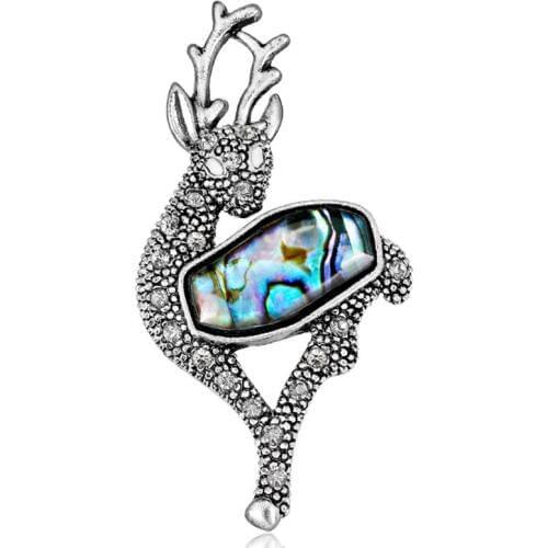 Zlxgirl antique silver vintage Shape Sika deer Brooches for mens Christmas gifts nicely women Hat Scarf pins accessories